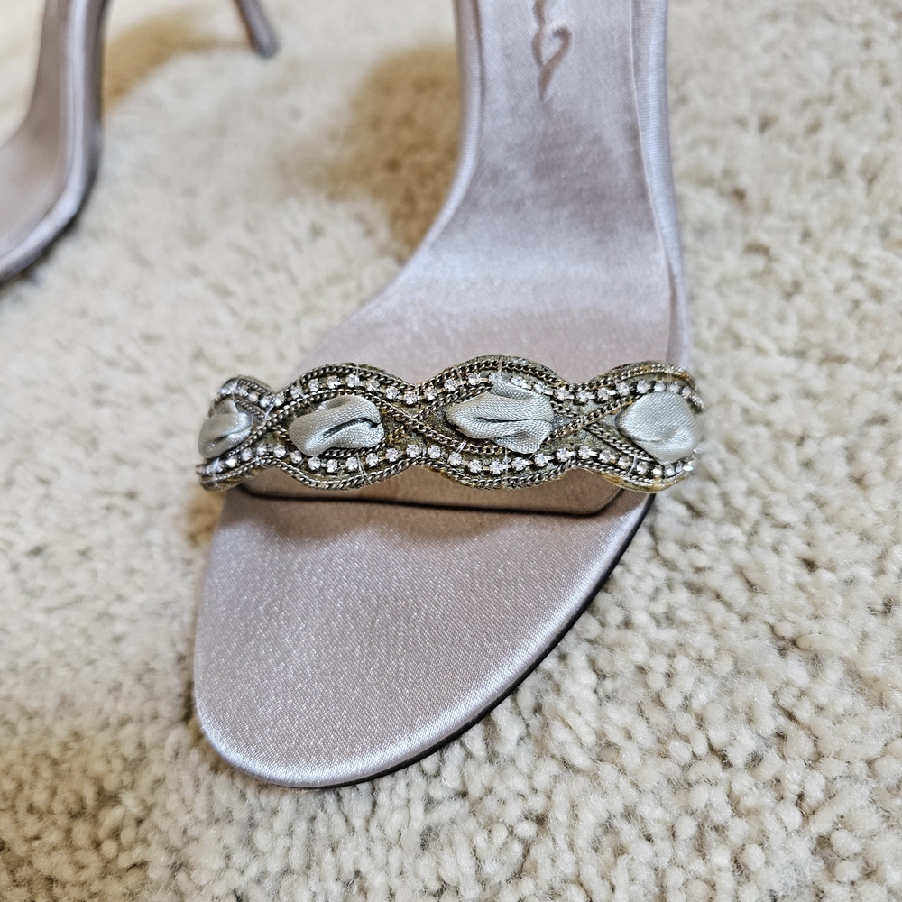 Nina Silver Satin Sandals Size 9.5 - Picture 7 of 11